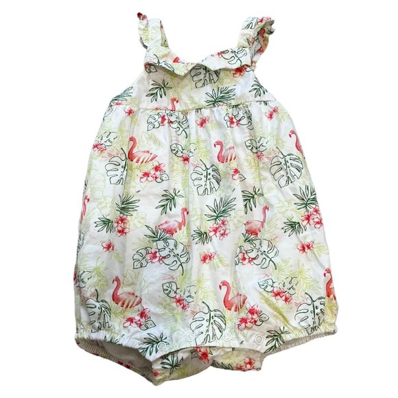 Janie and Jack 6-12 months Jumper Flamingo Tropical Print Bubble Suit Romper - Picture 1 of 5